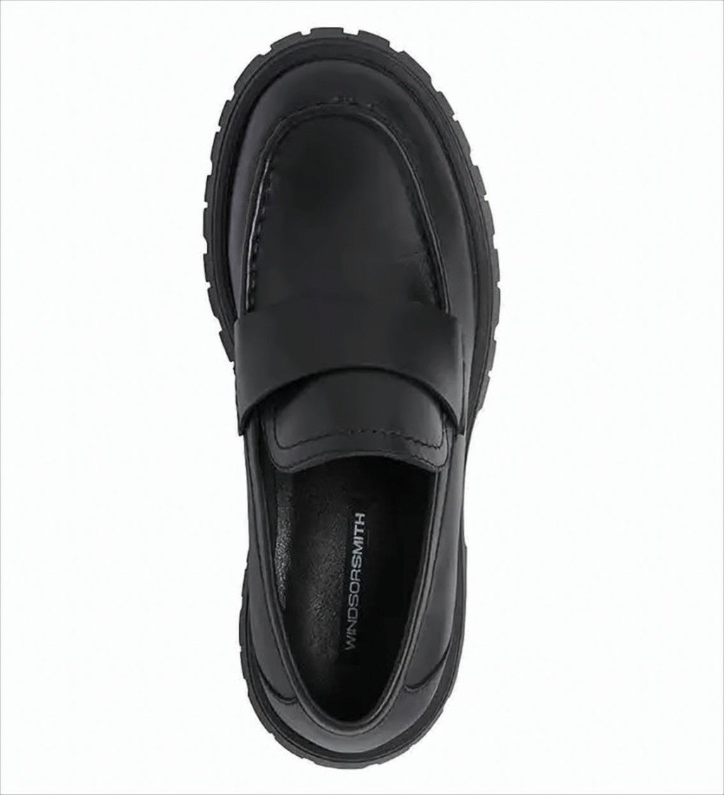 Windsor Smith Black Leather Platform Loafers