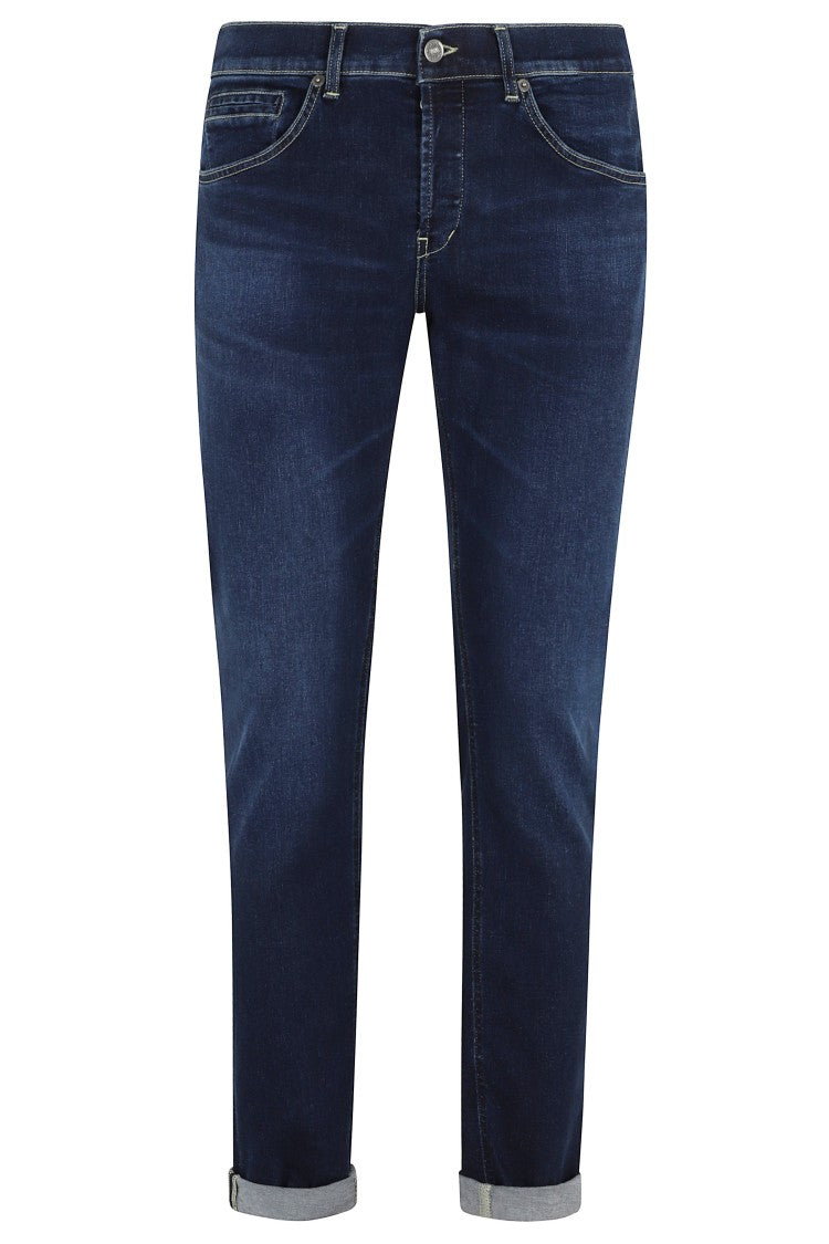 Dondup Dark Blue 5-Pocket Skinny George Cotton-Blend Straight-Leg Jeans