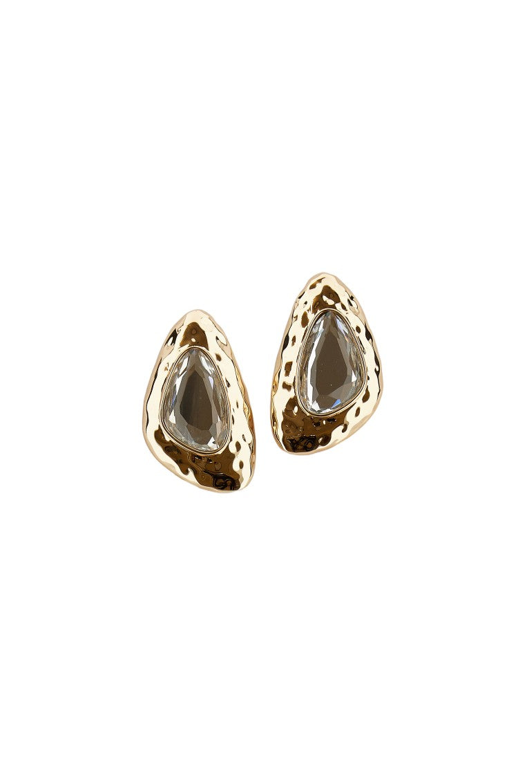 Self-Portrait Hammered Gold Crystal Earrings