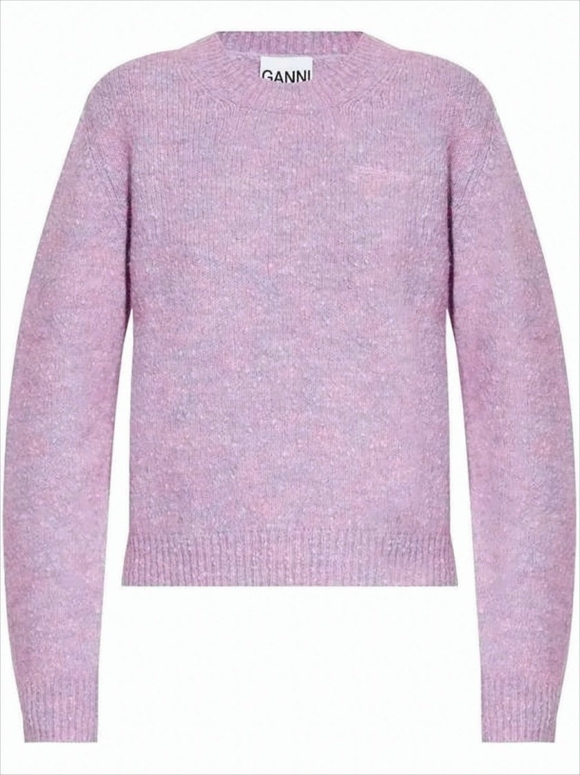 Ganni Textured Knit Sweater In Pastel Shades