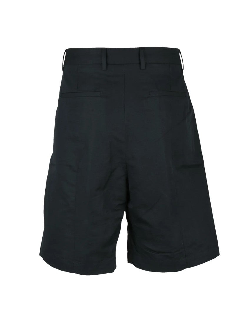 Low Brand Black Linen Cotton Shorts