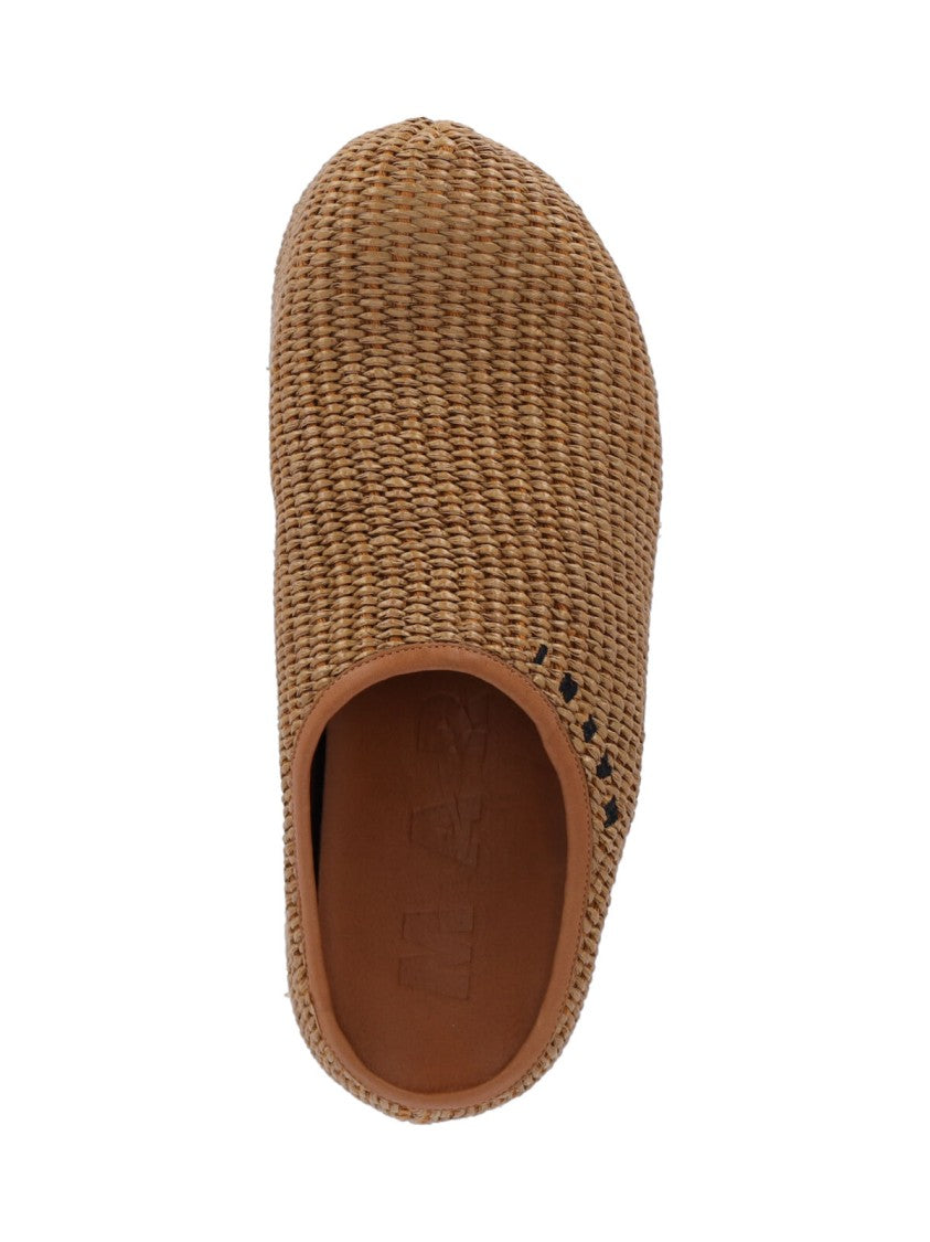 Marni "Chunky" Raffia Wedges – Brown