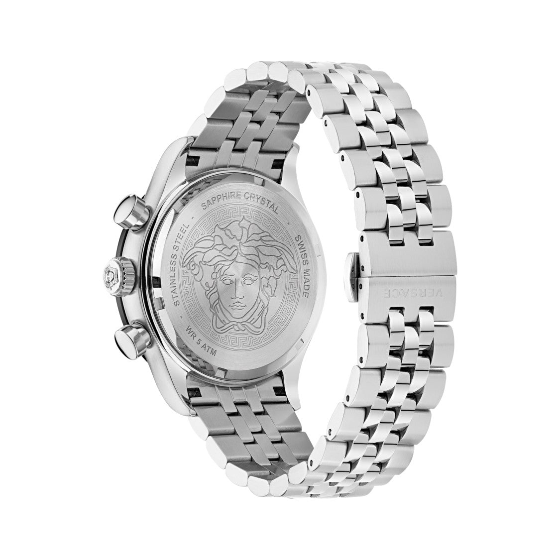 Versace Hellenyium Chrono Swiss Quartz Chronograph Watch In Steel
