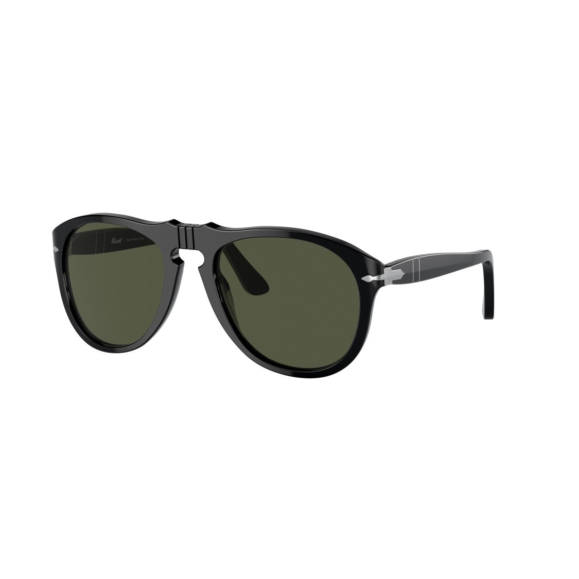 Persol 0Po0649 Glossy Black Aviator Sunglasses With Double Bridge Design