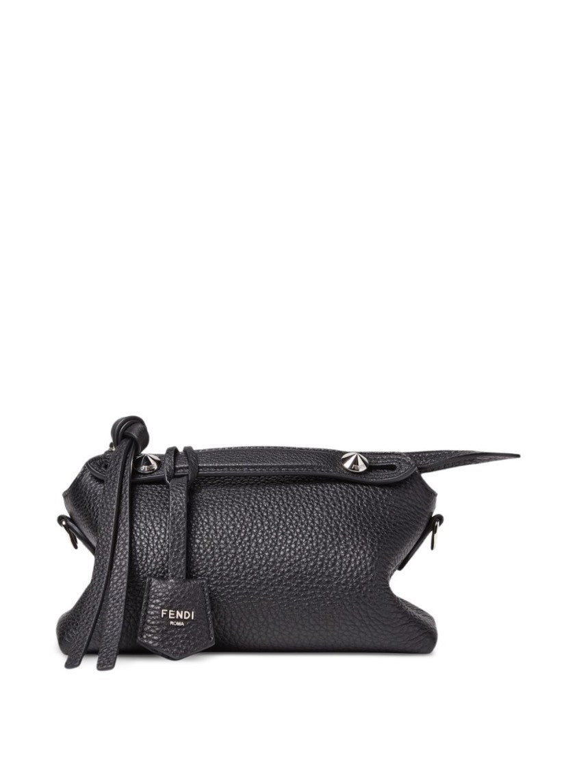 Fendi Textured Silver-Accent Detachable Strap Leather Bag