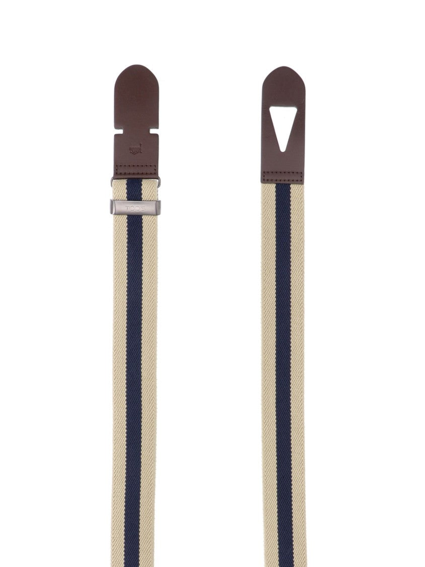 Tod's Grey Canvas Greca Leather Belt
