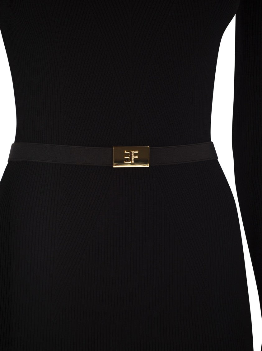 Elisabetta Franchi Ribbed Knit Dress With Belt