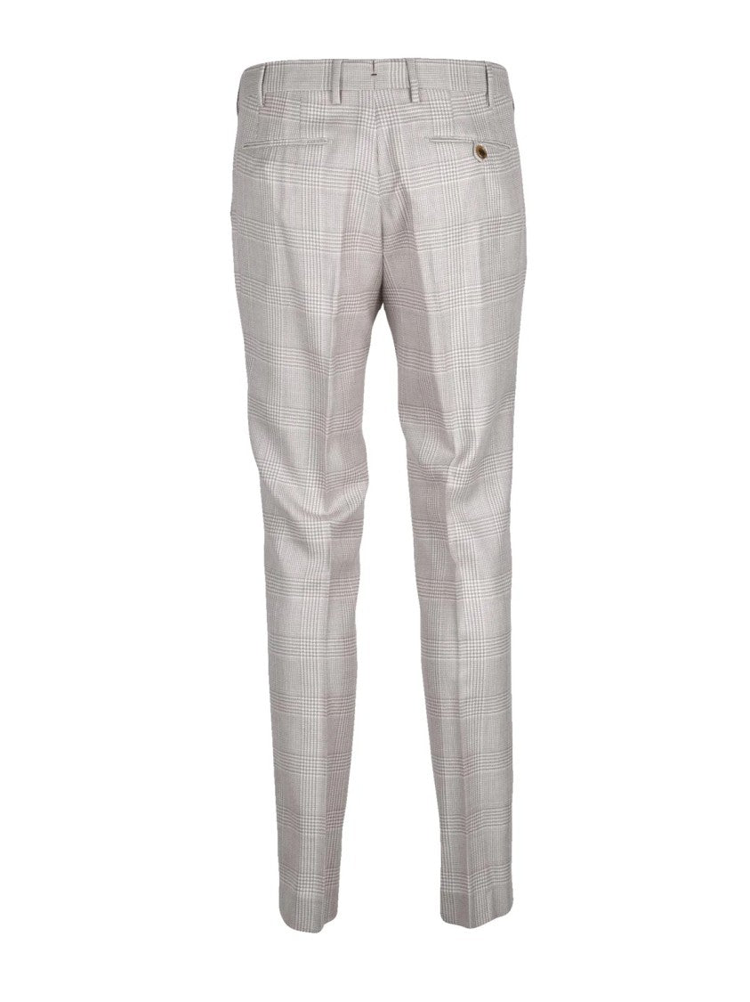 Berwich Grey Checked Virgin Wool Formal Pants