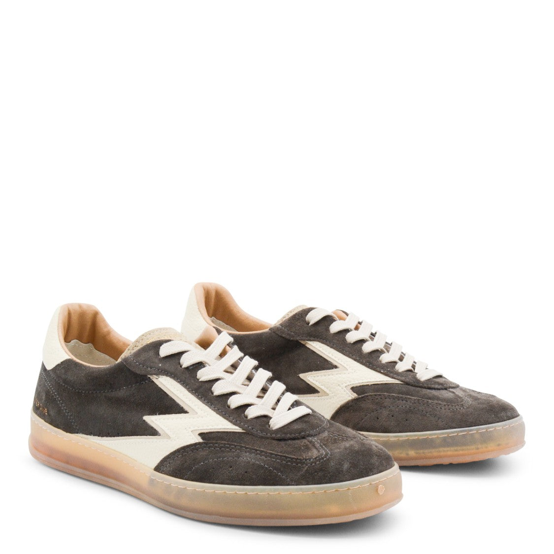 Moaconcept Dark Brown Sneakers From Moaconcept Featuring Round Toe, Laces Fastening, Lateral Logo Print, Contrasting Heel And Flat Rubber Sole.