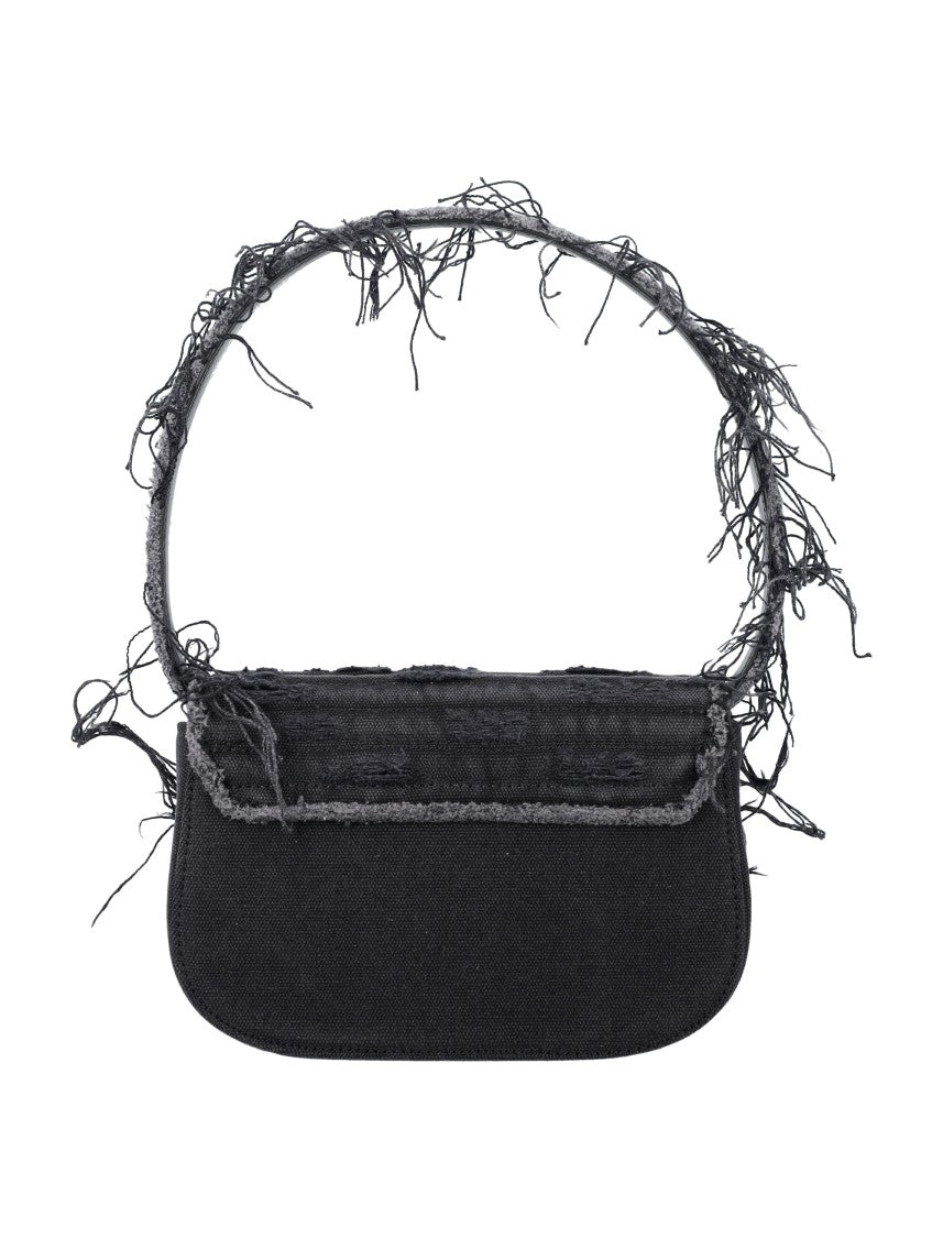 Diesel Structured Denim Bag With Foldable Handle And Crystal Embellishments