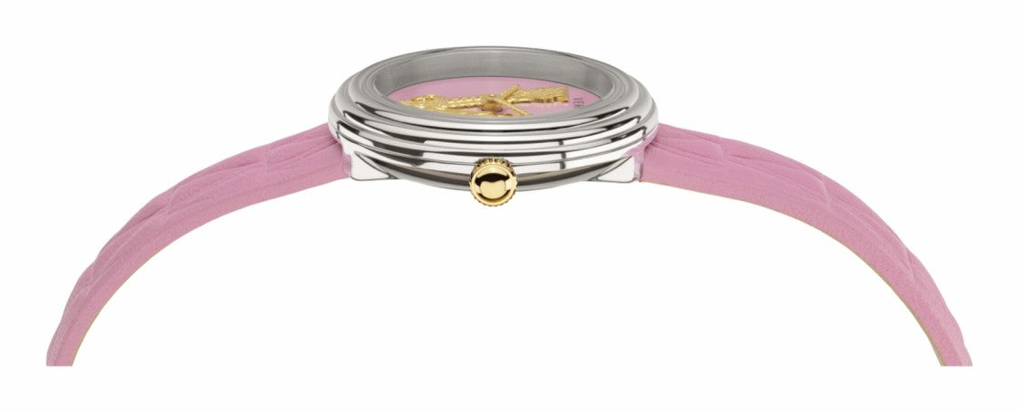 Versace 28 Mm Quartz V-Virtus Mini Watch With Pink Dial And Strap