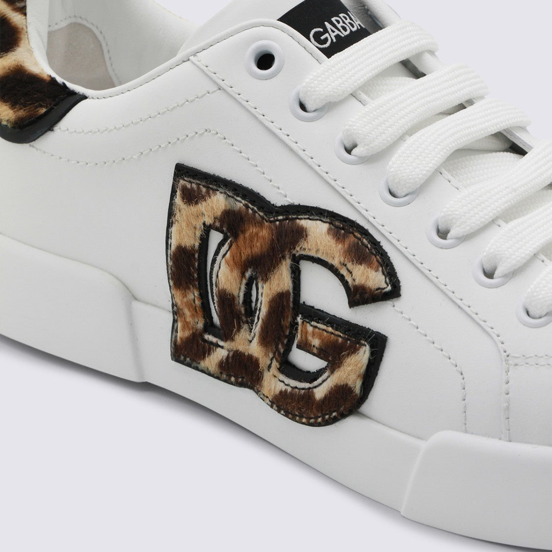 Dolce & Gabbana White And Leopard Leather Sneakers