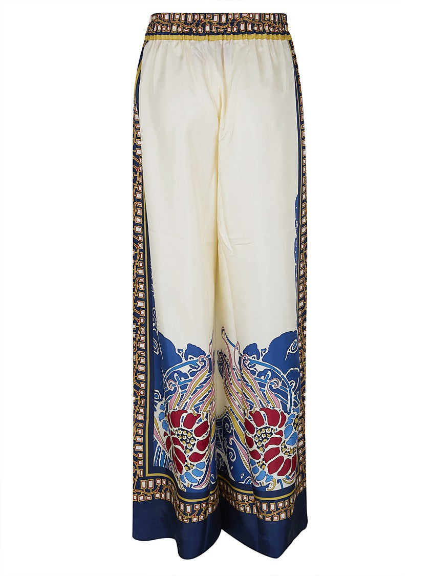 La Double J Silk Twill Wide-Leg Palazzo Pants With Vibrant Lemuria Print