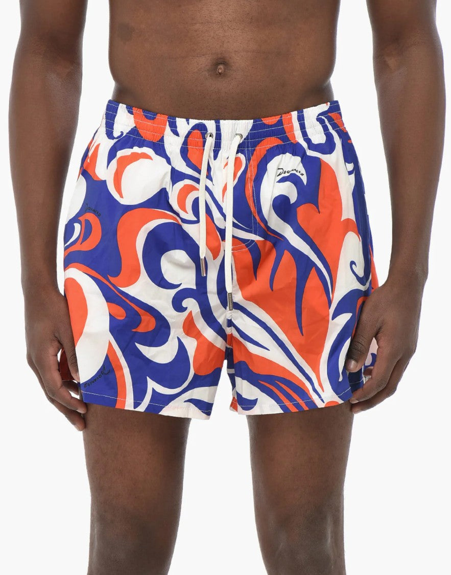 Dsquared2 Multicolor Logo Boxer Polyester-Blend Swim Shorts