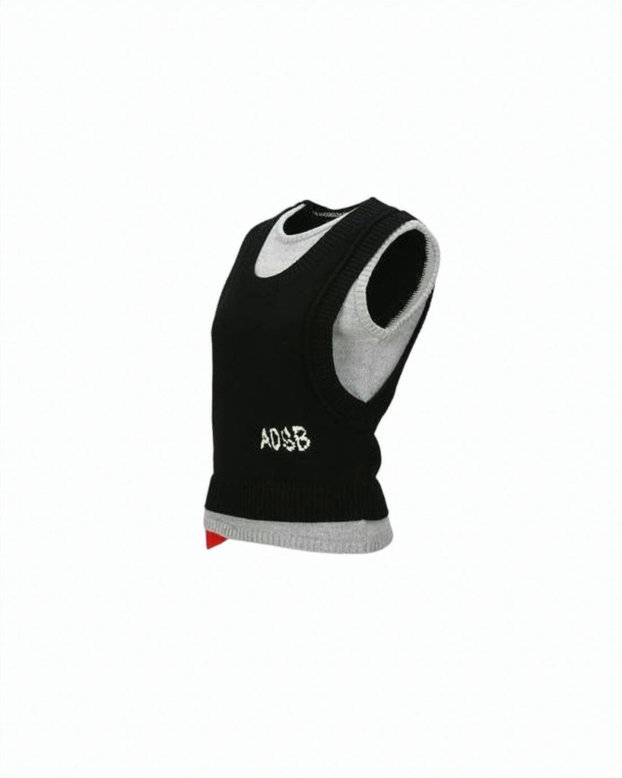 Andersson Bell Sleeveless Black Sweater With Grey Trim