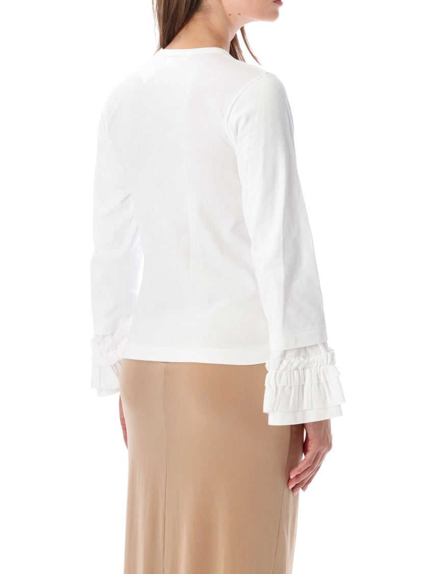 Comme Des Garçons Ruffle-Cuff Long-Sleeve Cotton T-Shirt