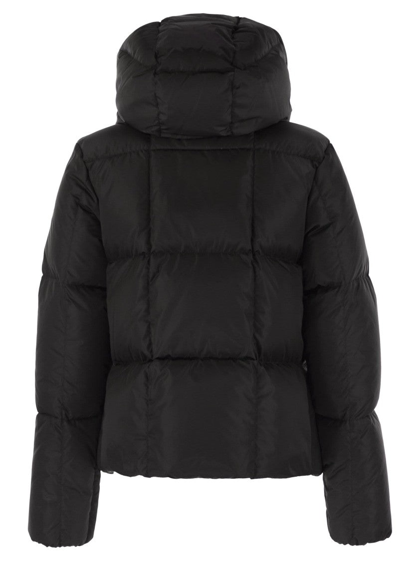Moncler Castelnou - Short Down Jacket With Hood And Square Quilting
