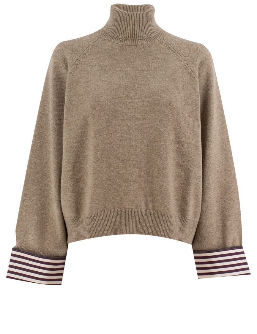 Brunello Cucinelli Cashmere Turtleneck Sweater With Jewel Embroidery