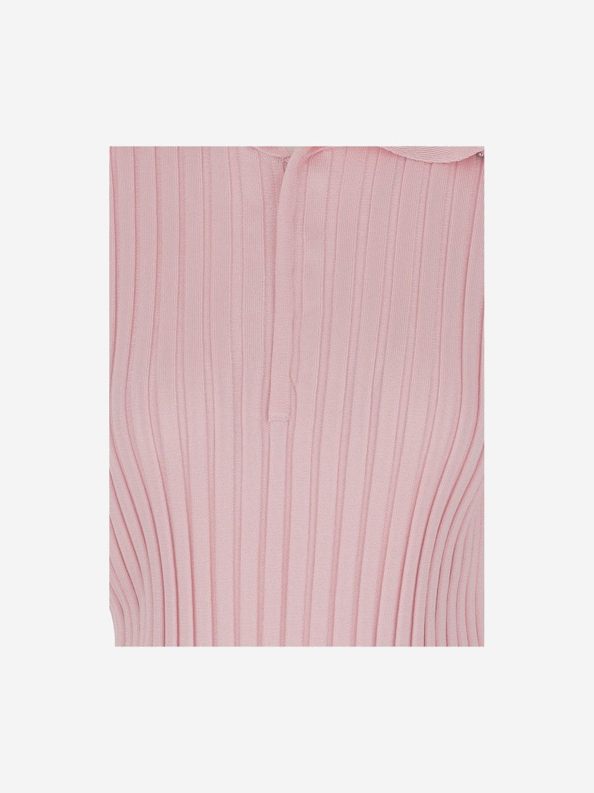 Jil Sander Ruffle Flounce Polo Shirt In Viscose Blend