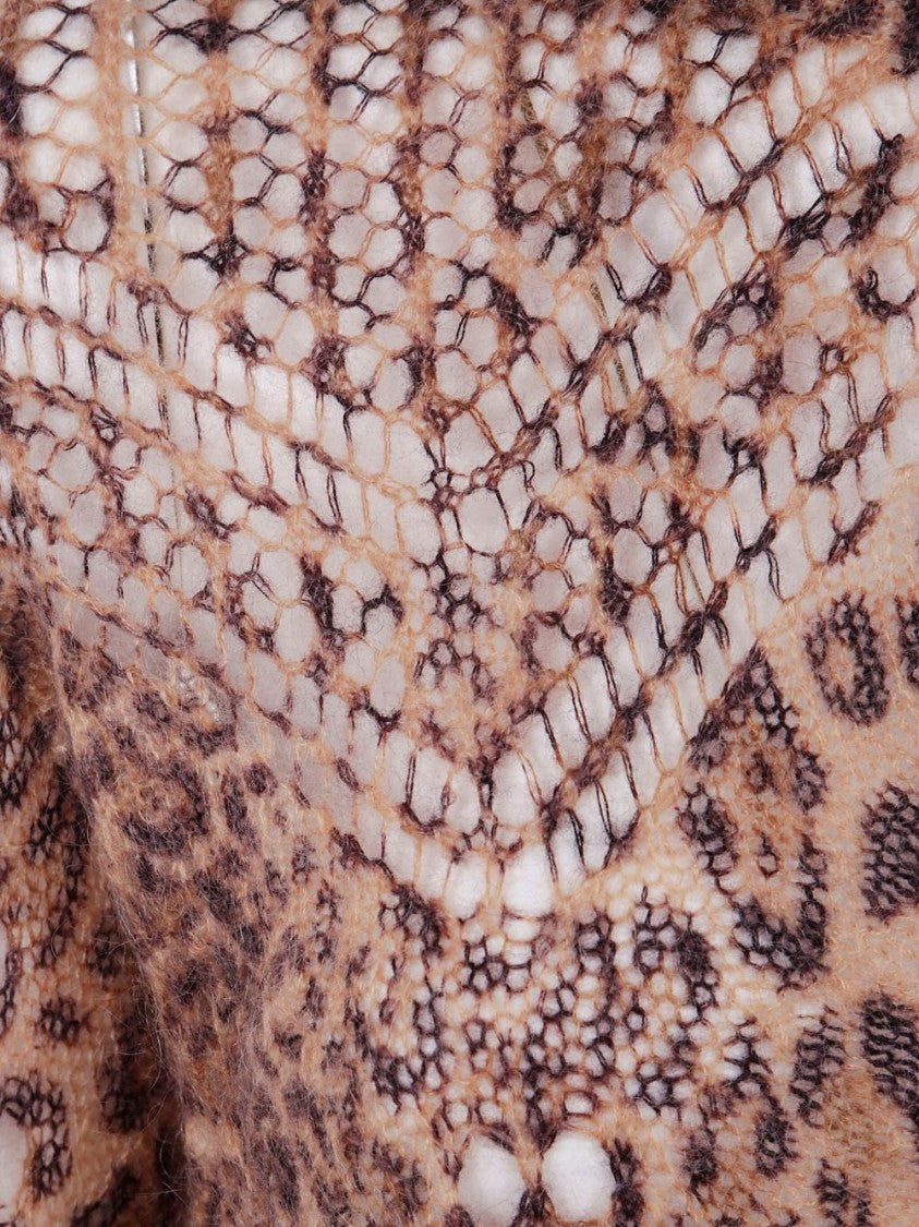 Twin-Set Cropped Animal Print Knit Sweater