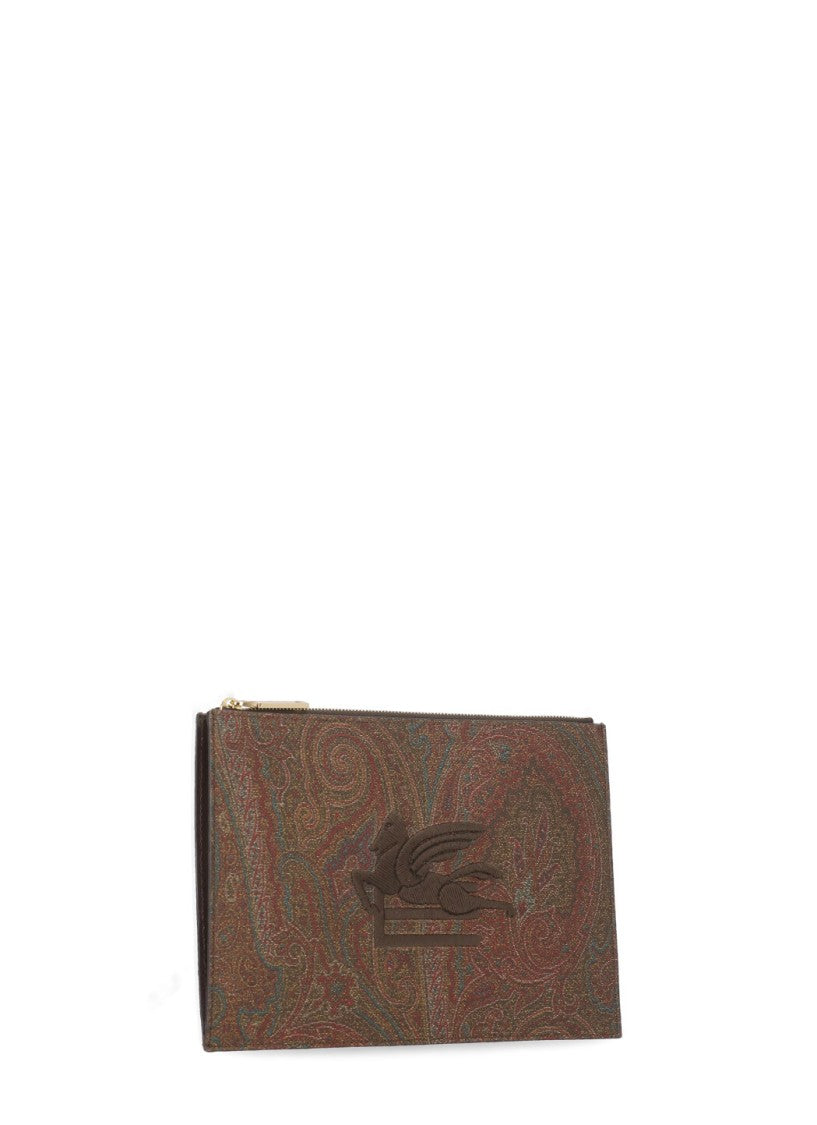 Etro Rectangular Brown Paisley Pochette