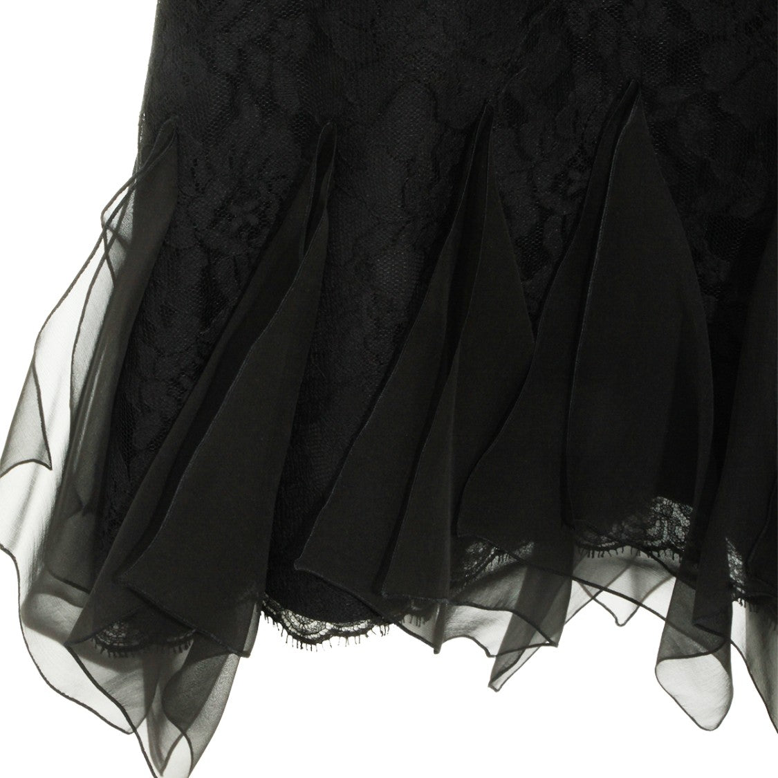 Valentino Black Silk Lace Details Midi Skirt
