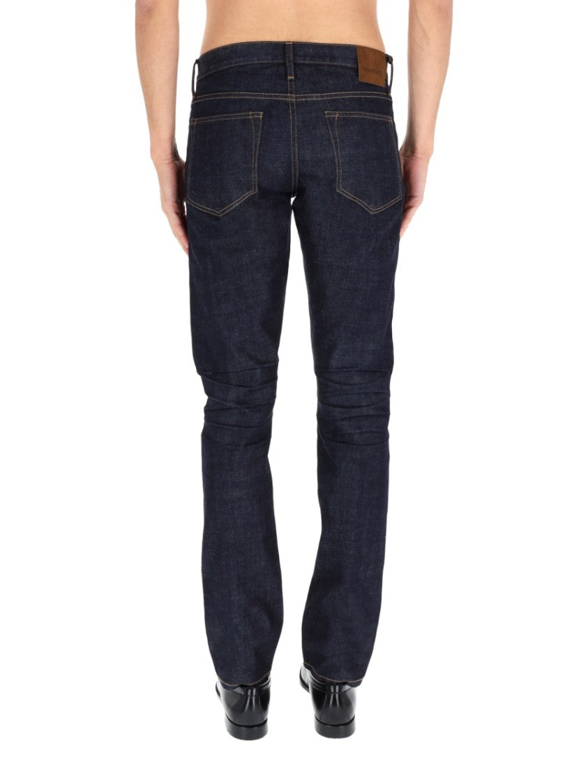 Tom Ford Dark Indigo Moleskin Straight-Leg Jeans
