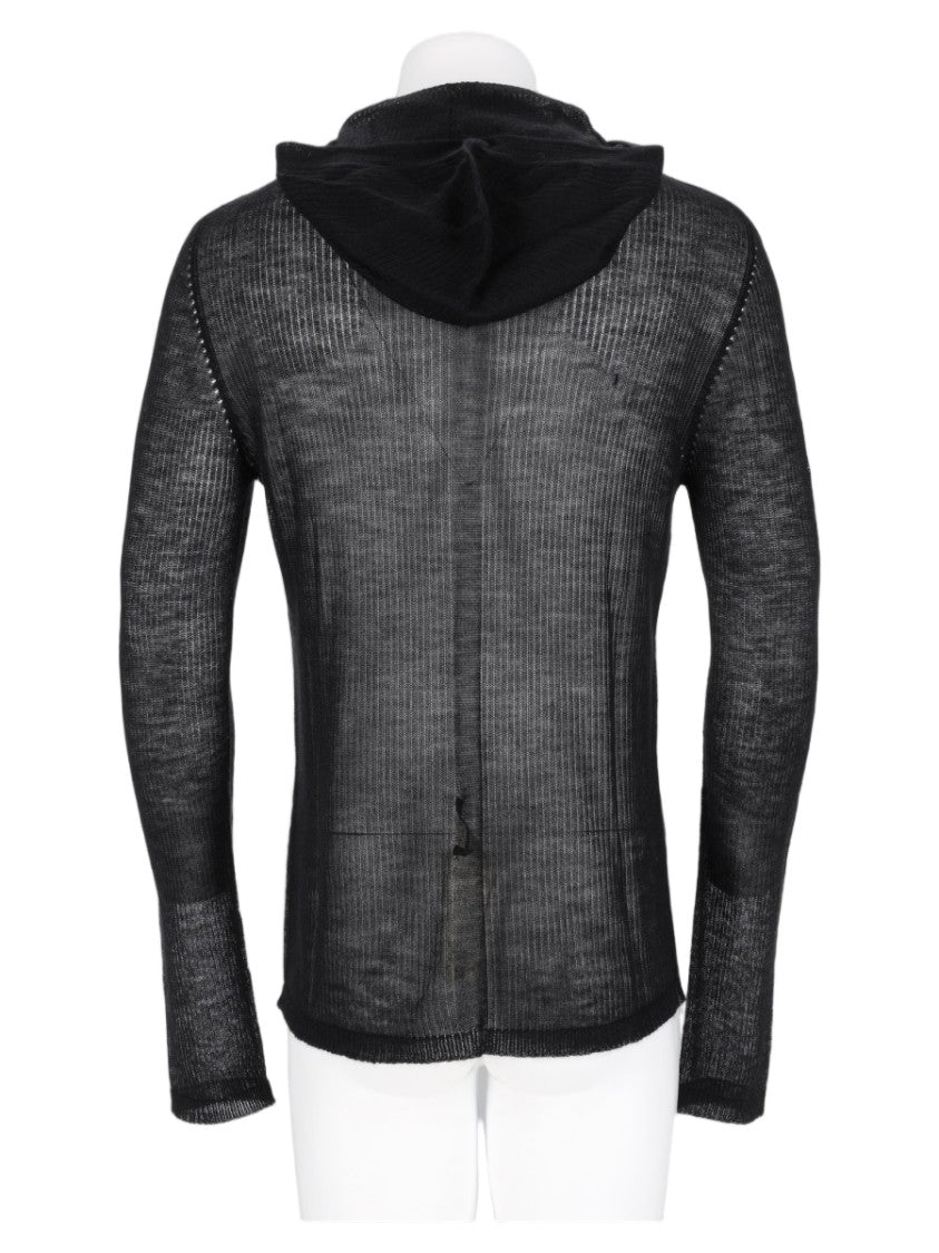 Rick Owens Lightweight Semi-Sheer Cashmere Sweater With Hood