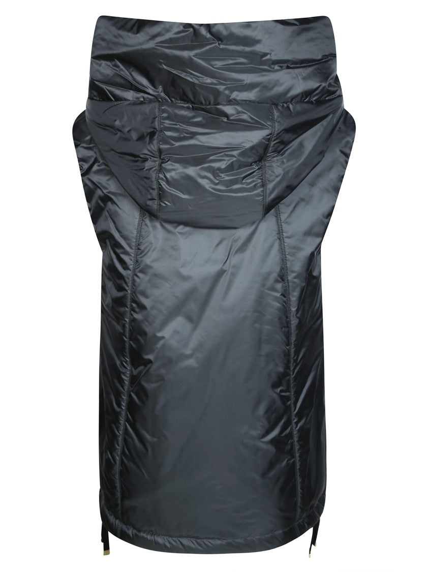 Max Mara Greengo Shiny Black Padded High-Collar Vest