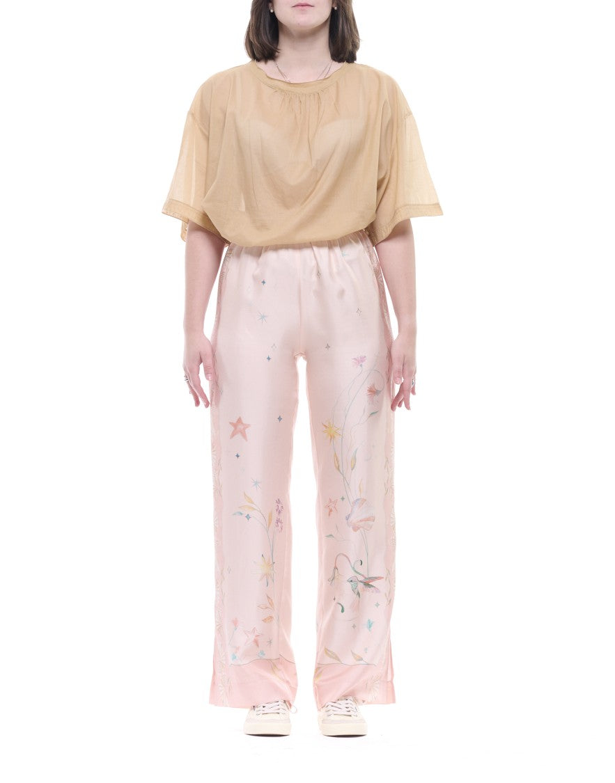 Forte Forte Roseo Pink Wide-Leg Silk Trousers