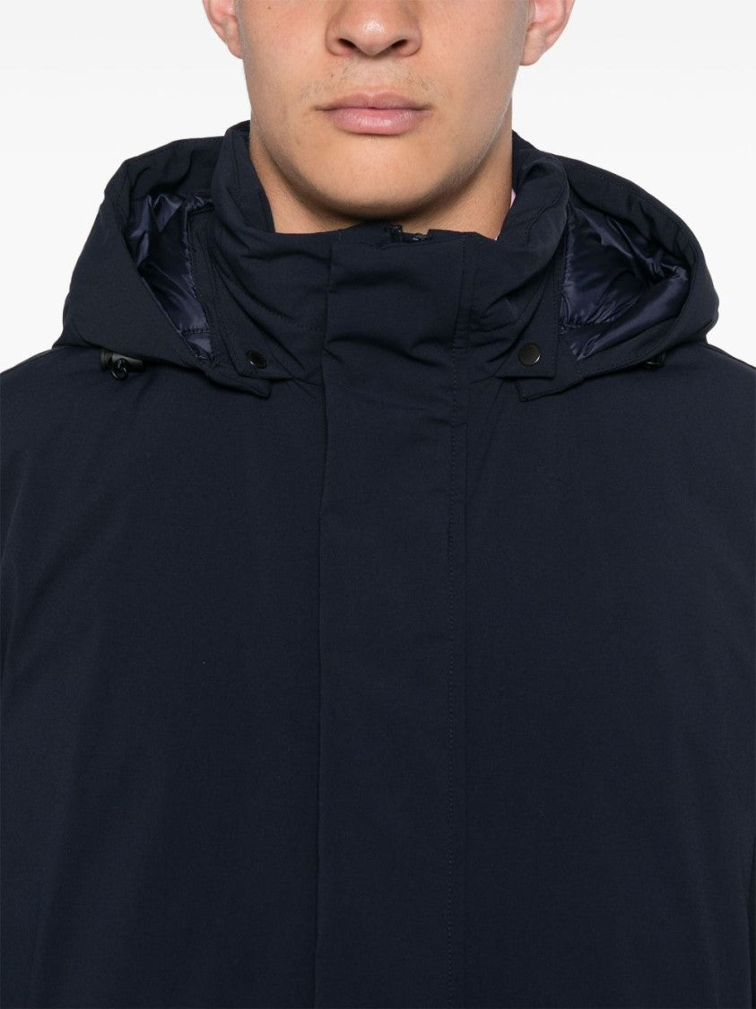 Woolrich Padded Navy Blue Jacket With Detachable Hood