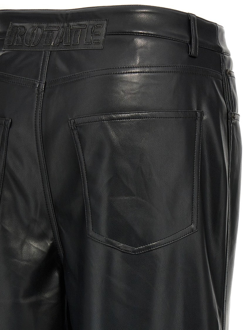 Rotate Birger Christensen Wide-Leg Five-Pocket Pants With Leather-Effect Finish