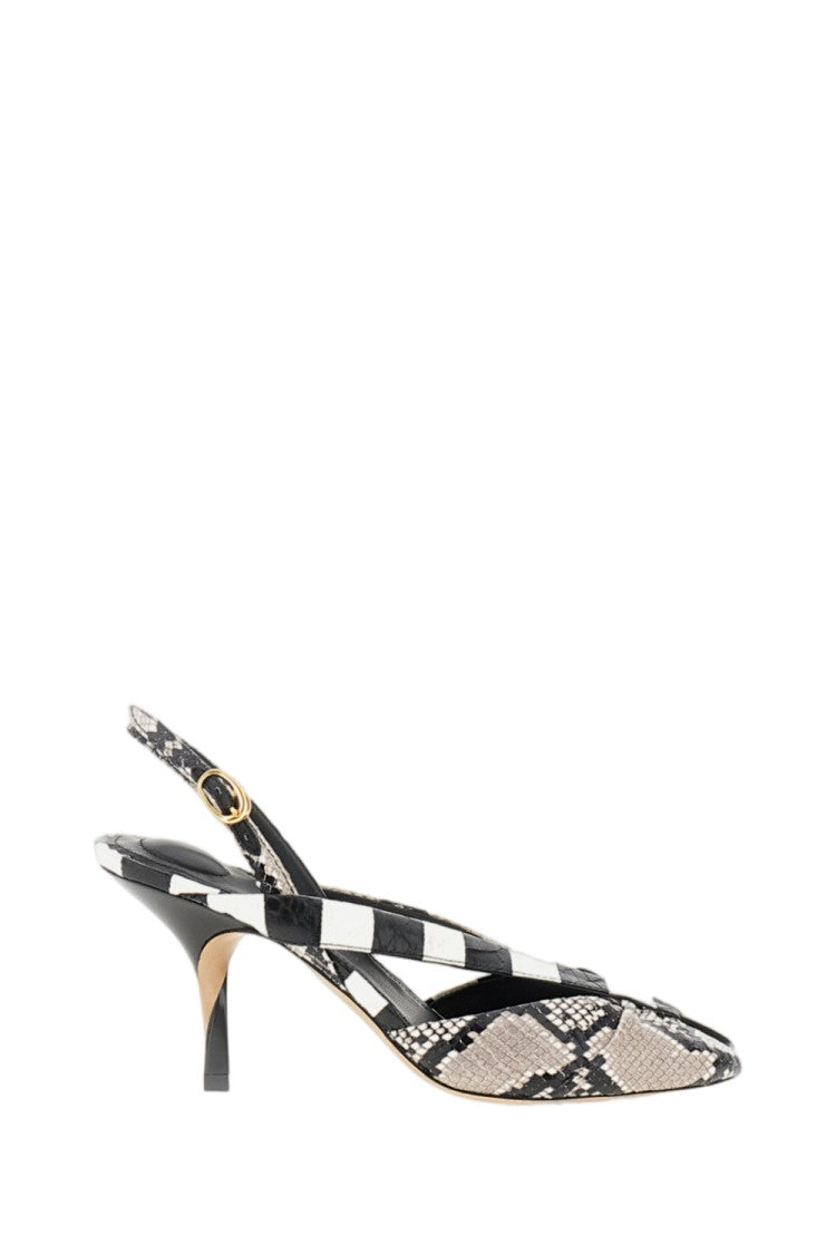 Jacquemus White Les Poisson Python Leather Slingback Pumps