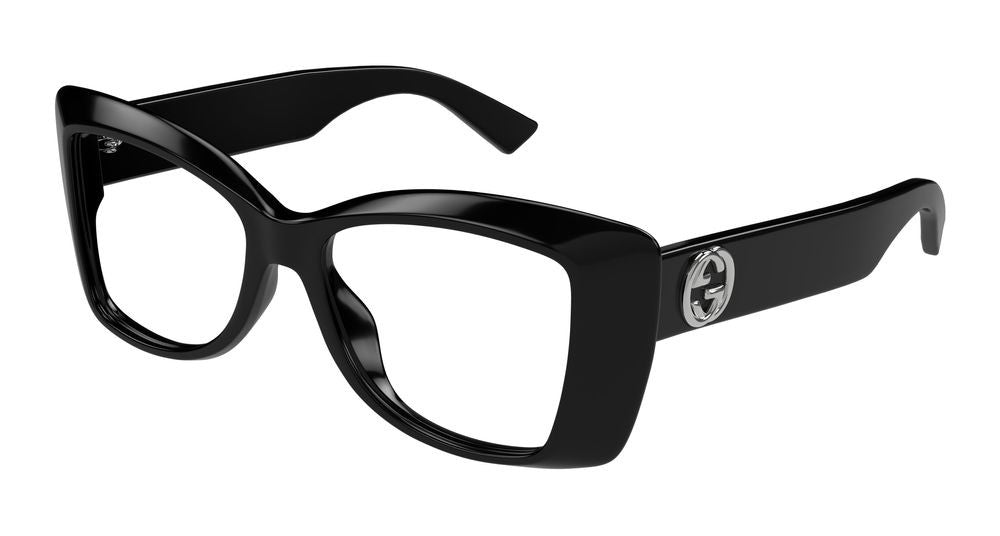 Gucci Black Metallic Detailing Oversized Square Eyeglasses