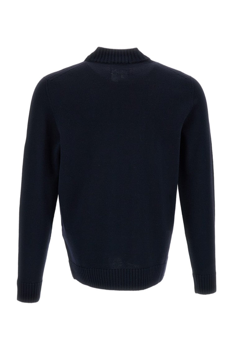Drumohr Blue Plain-Knit Wool Turtleneck Sweater