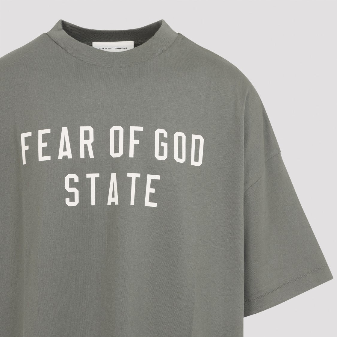 Fear Of God Oversized Grey T-Shirt With Bold Block Lettering