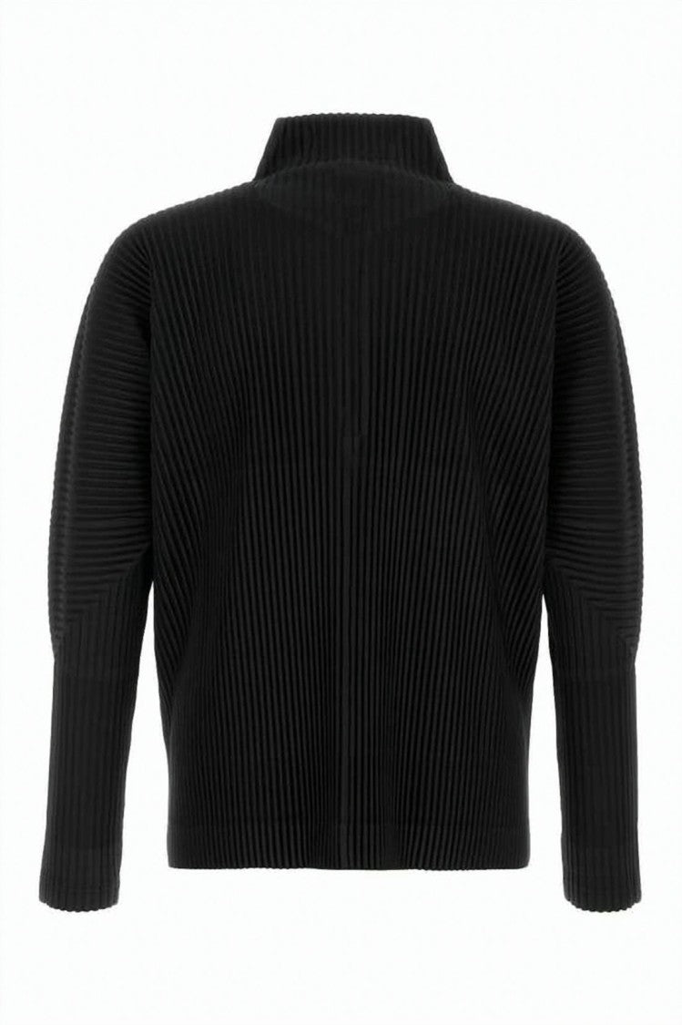 Homme Plissé Issey Miyake Pleated High Collar Sweater With Half-Zip Closure