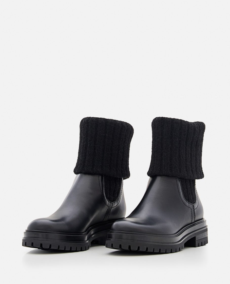 Gianvito Rossi Calf And Knit Ankle Boots