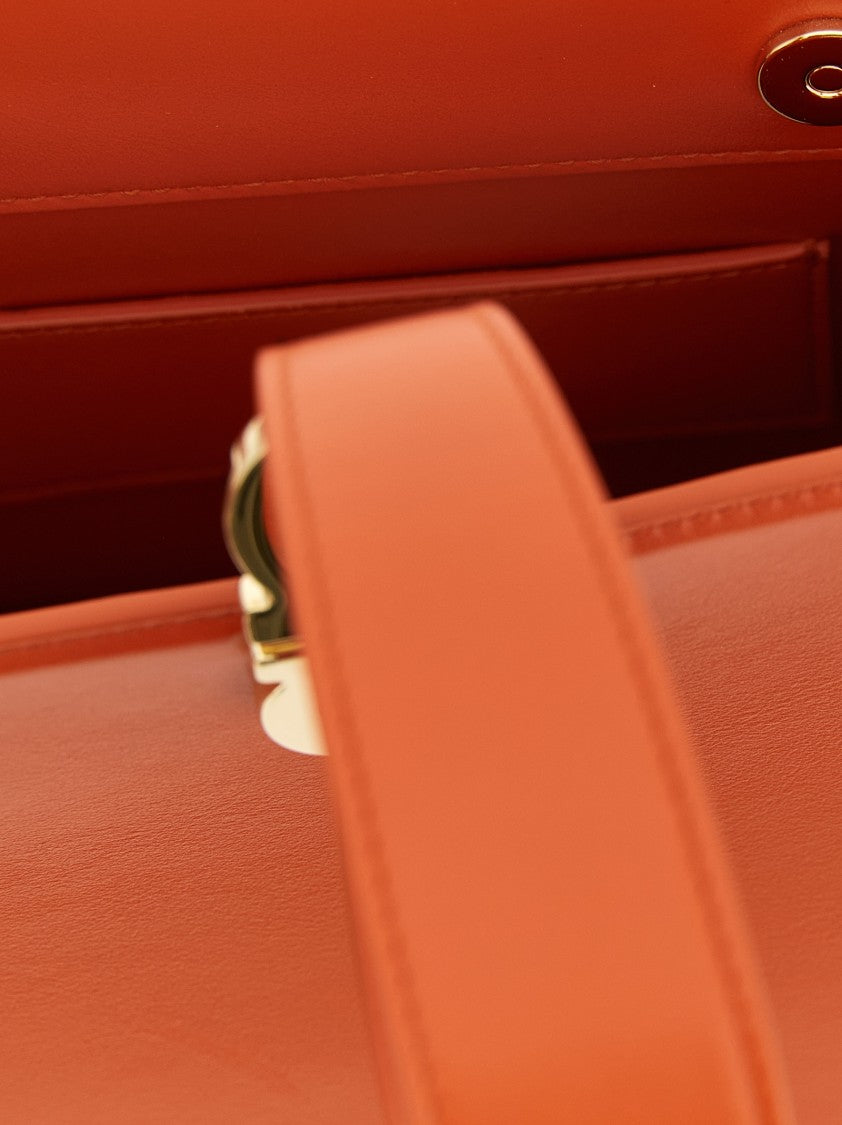 Ferragamo Leather Mini Clutch With Gancini Metal Detail