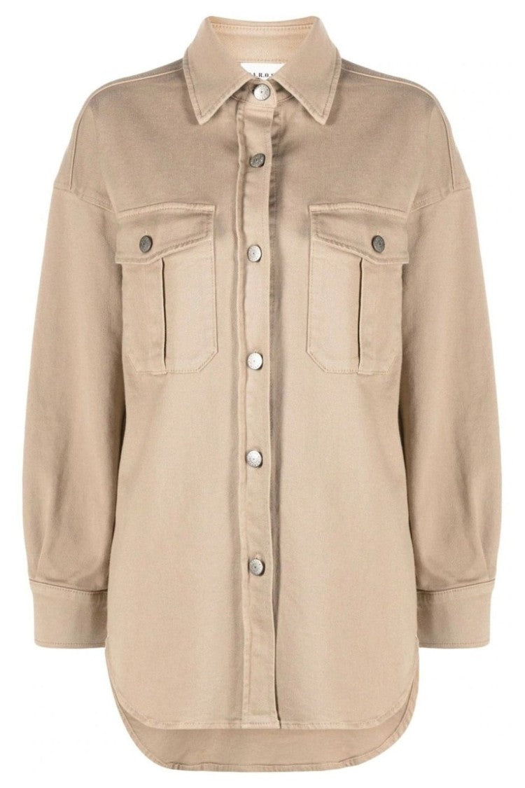 P.A.R.O.S.H. Beige Denim Overshirt With Button-Down Front