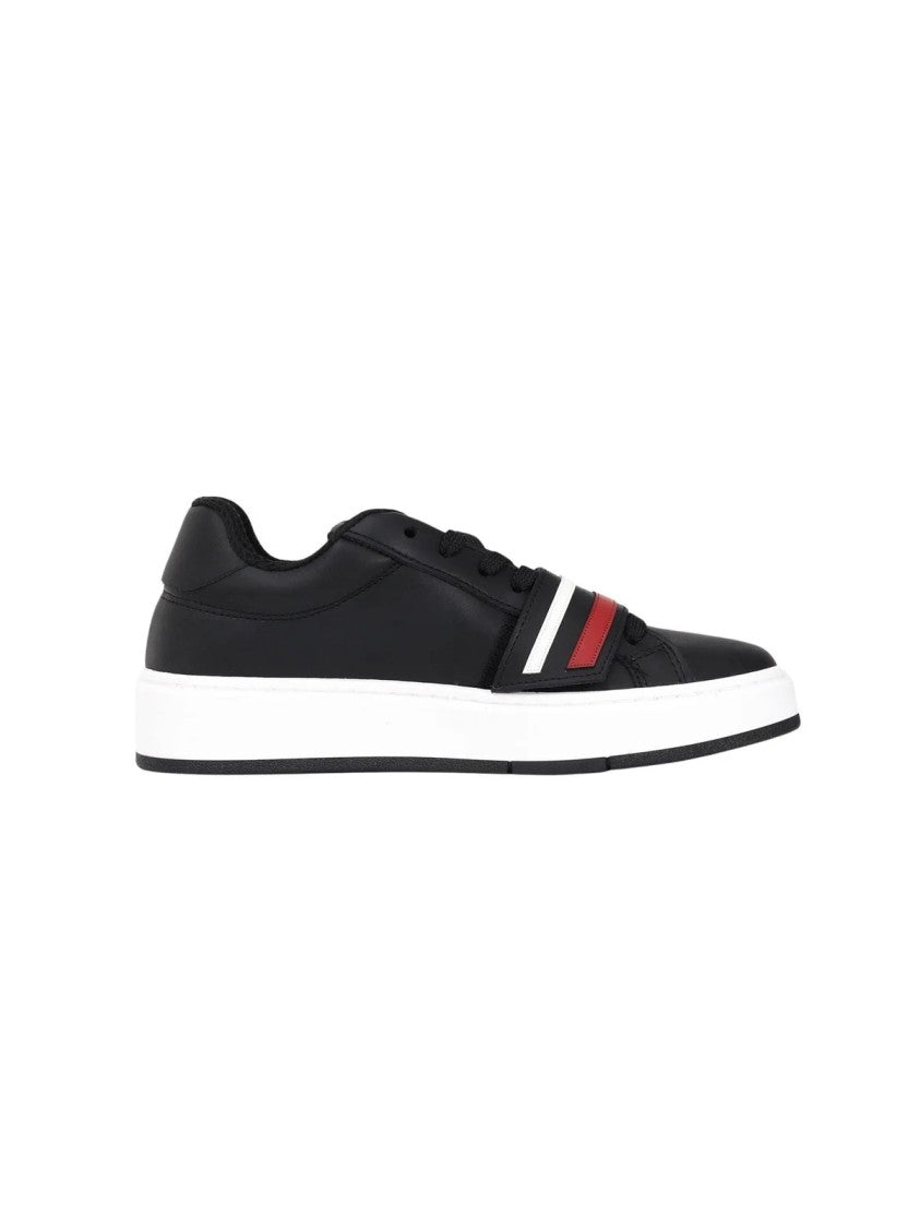 Gcds Black Leather Strap Sneakers