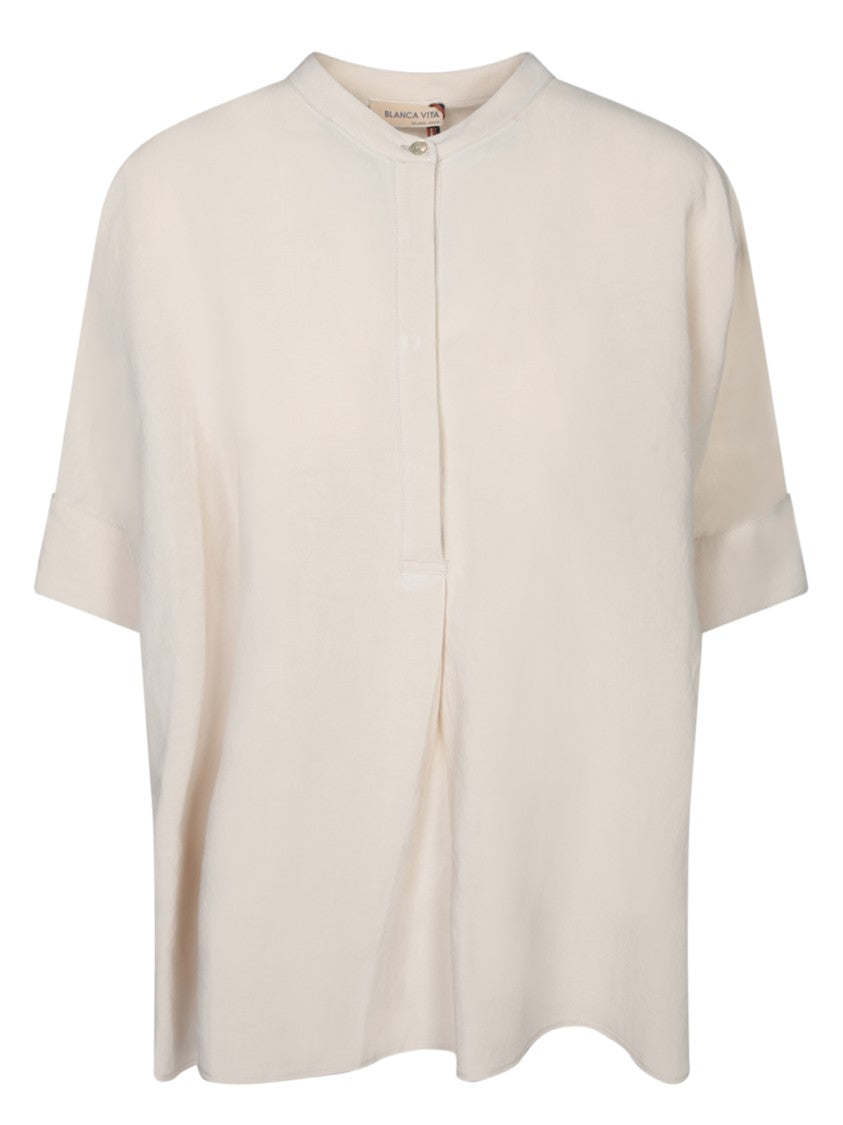 Blanca Vita Beige Linen Blouse