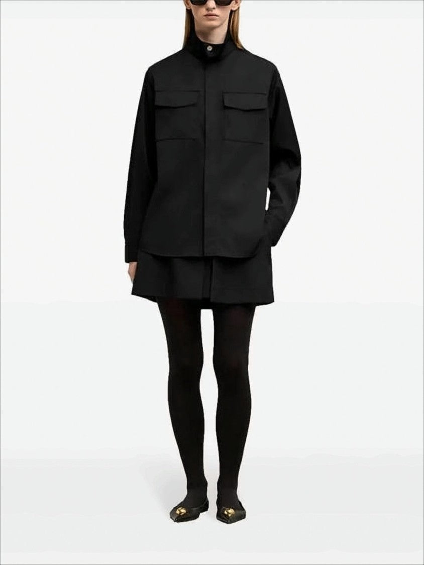 Ami Structured High Stand Collar Shirt With Flap Pockets