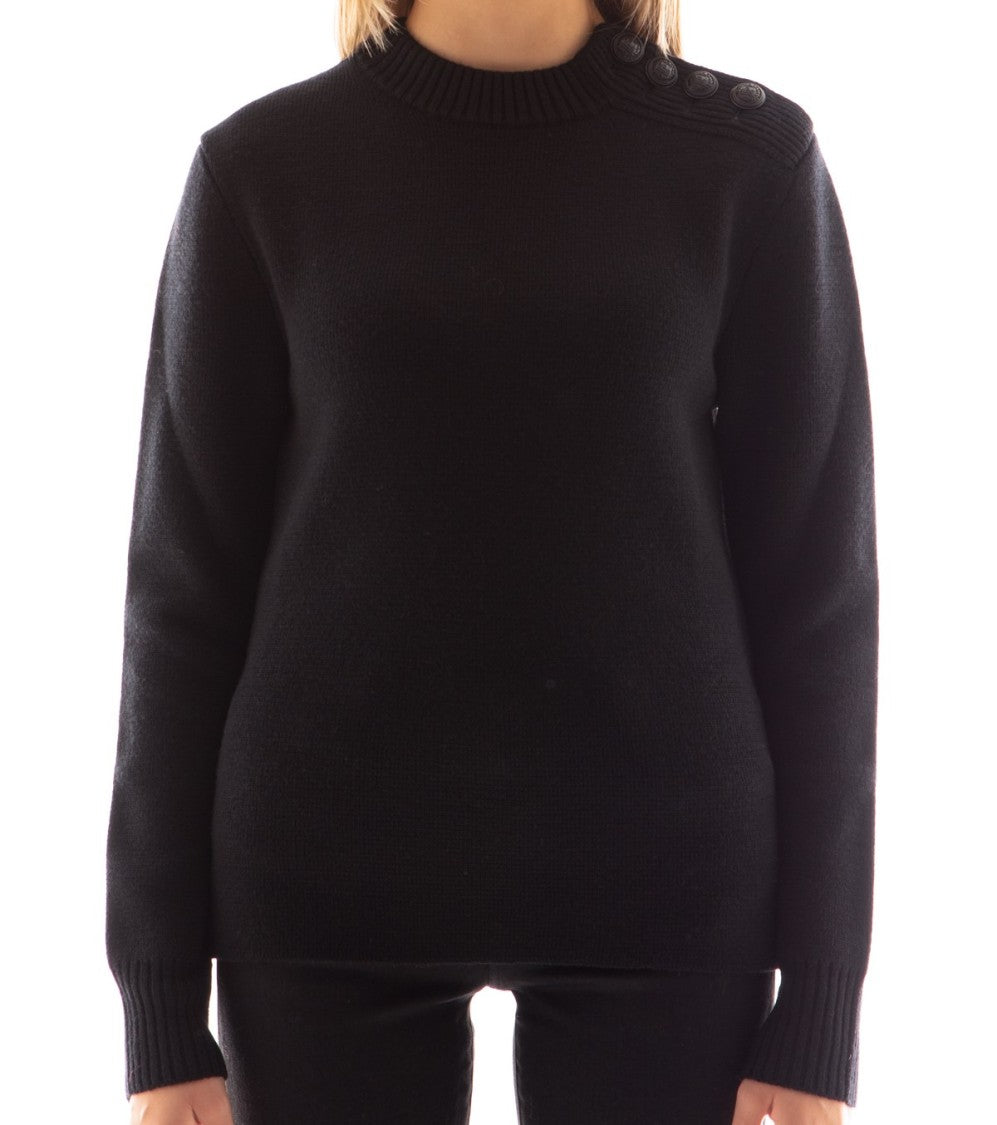 Rabanne Black Virgin Wool Sweater With Buttons