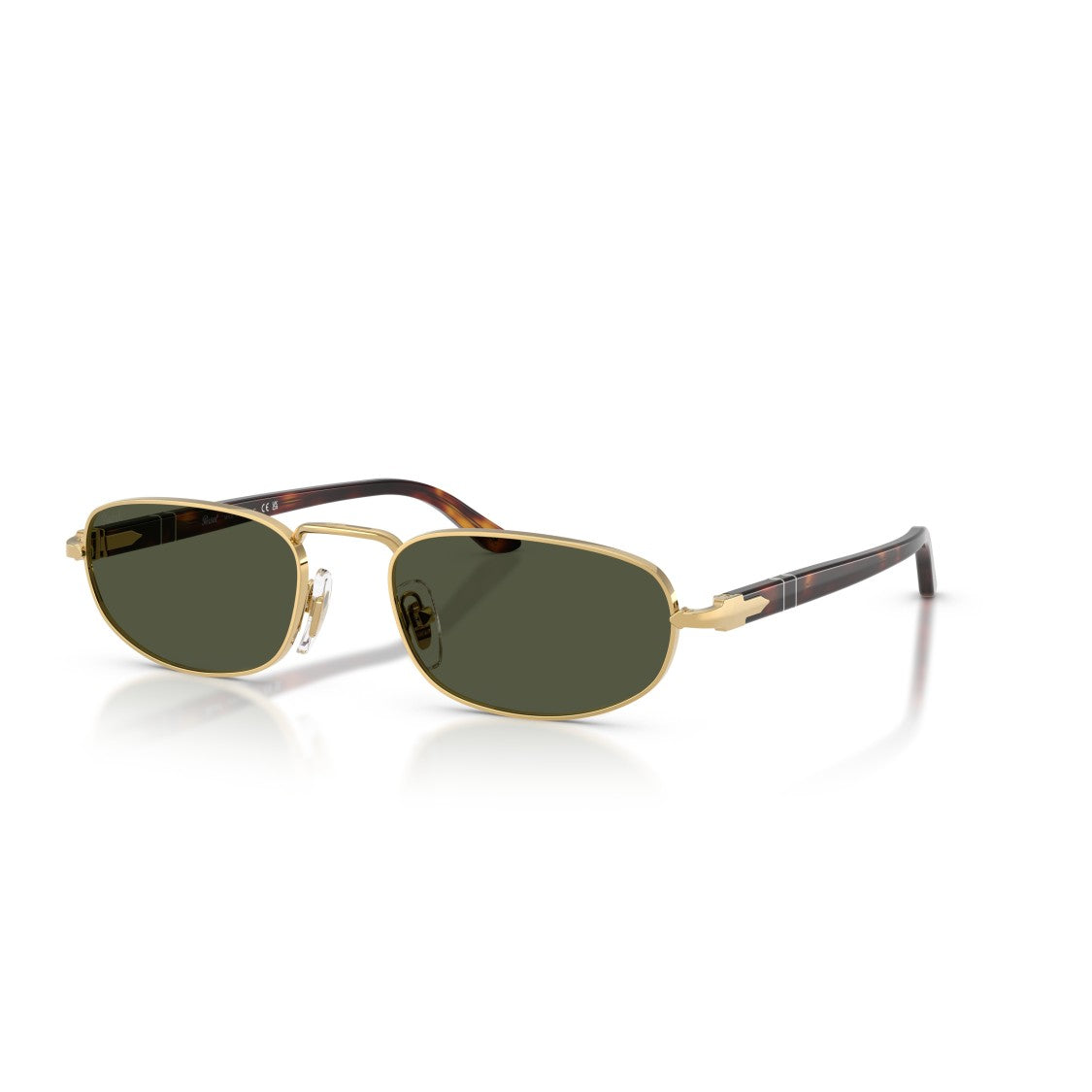 Persol 0Po1028s Rectangular Gold Frame Sunglasses With Tortoiseshell Temples
