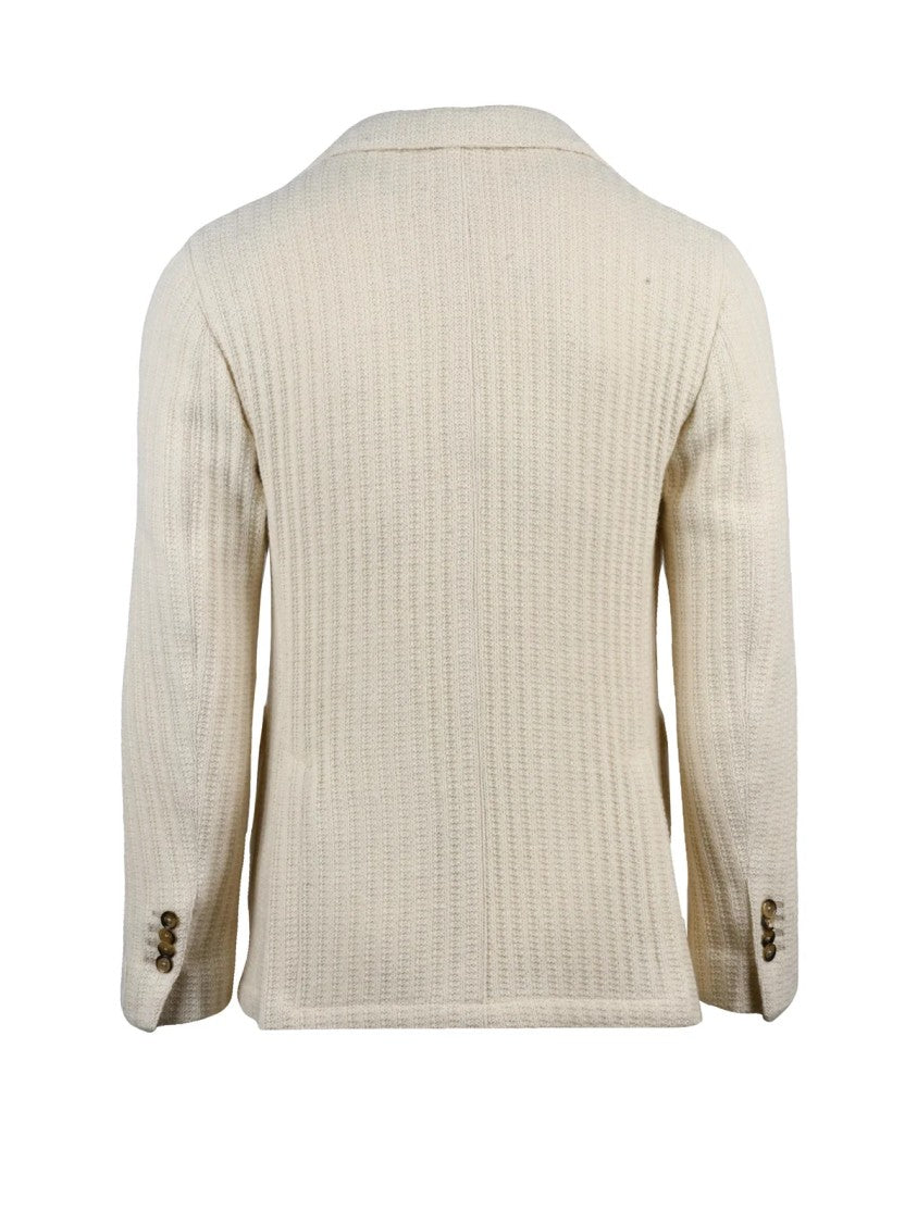 L.B.M. 1911 Textured Ribbed Wool Blend Blazer With Modern Silhouette