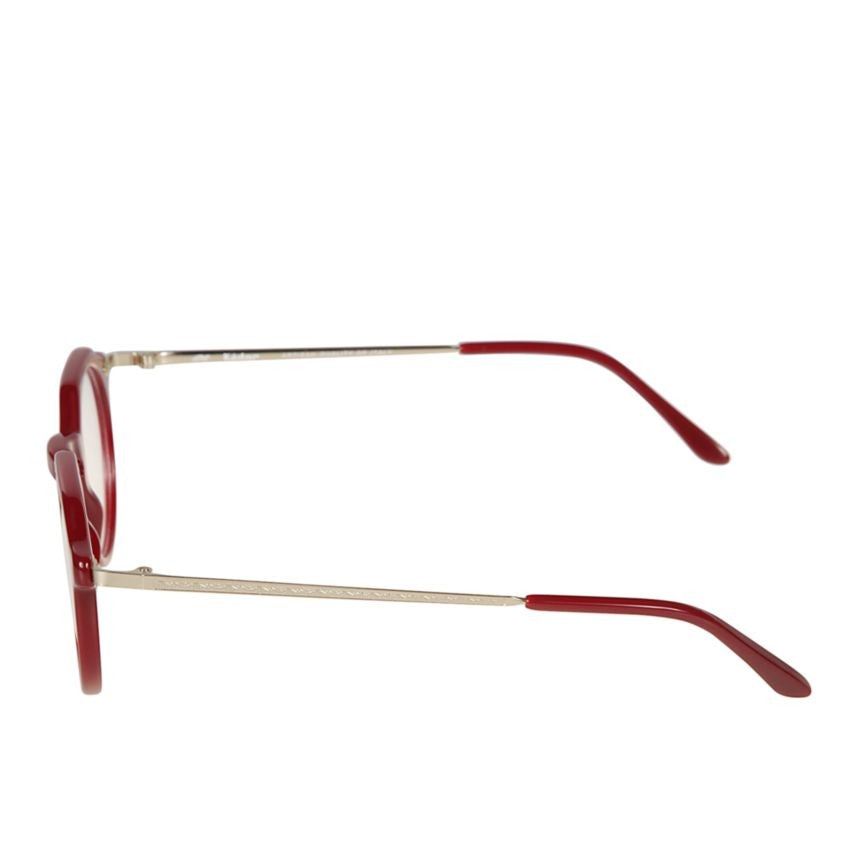 Kador Rayan Round Frame Red Sunglasses With Metallic Temples