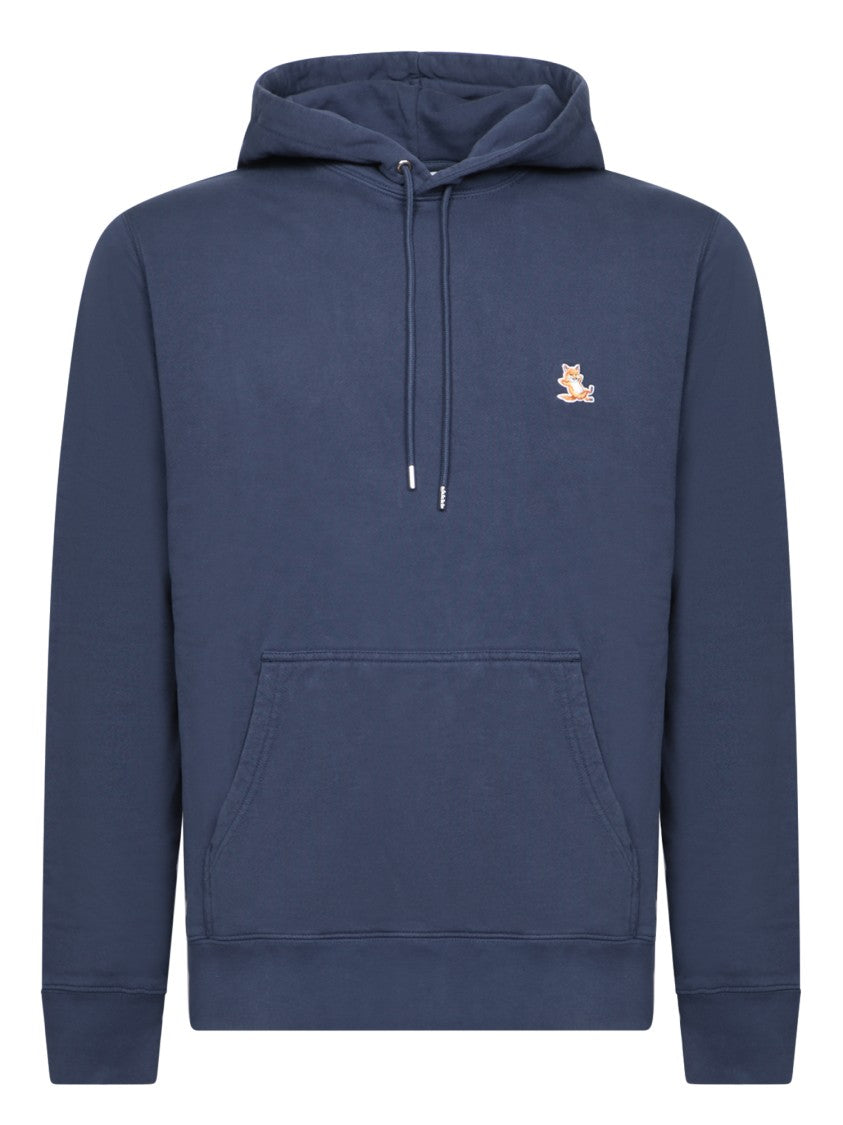 Maison Kitsuné Adjustable Hooded Sweatshirt With Logo Patch Detail