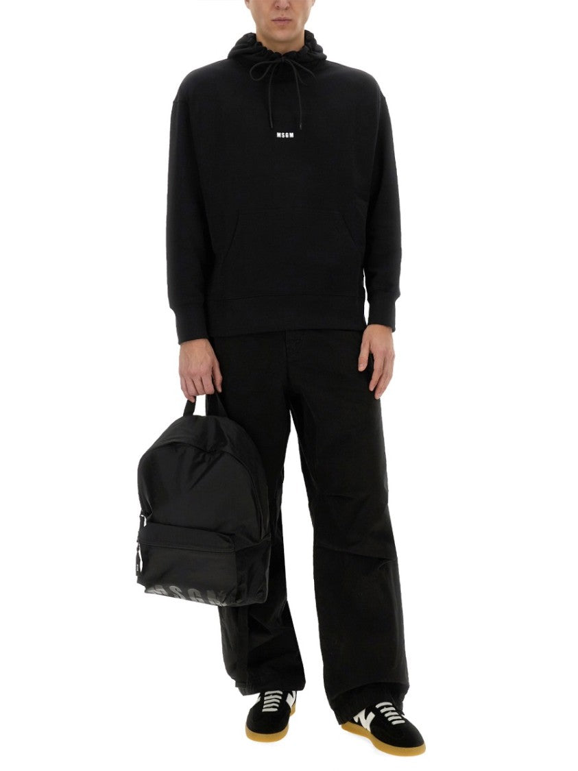 Msgm Relaxed-Fit Black Hoodie With Adjustable Drawstring