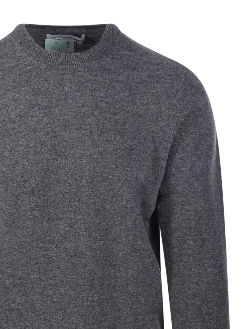 Comme Des Garçons Textured Grey Wool Pullover